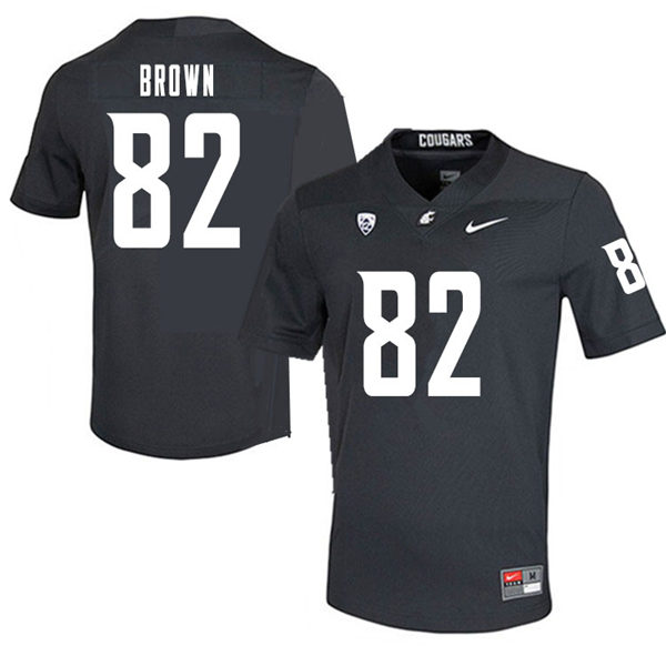 Mens Washington State Cougars #82 Travion Brown Nike Charcoal College Football Game Jersey