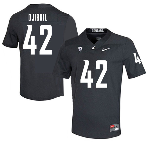 Mens Washington State Cougars #42 Halid Djibril Nike Charcoal College Football Game Jersey