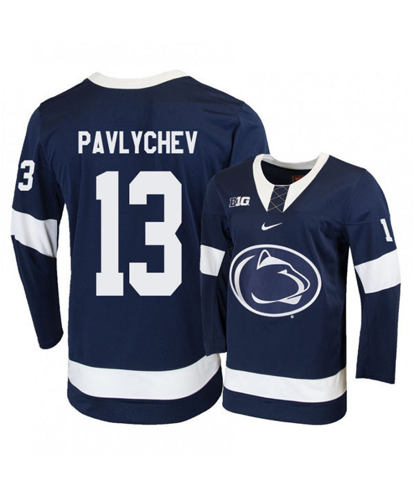 Mens Penn State Nittany Lions #13 Nikita Pavlychev Stitched Nike Navy Hockey Jersey