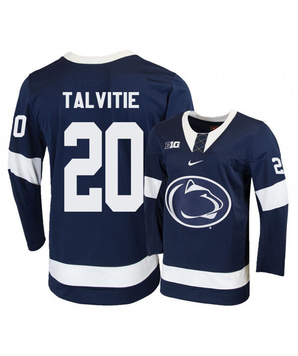 Mens Penn State Nittany Lions #20 Aarne Talvities Stitched Nike Navy Hockey Jersey