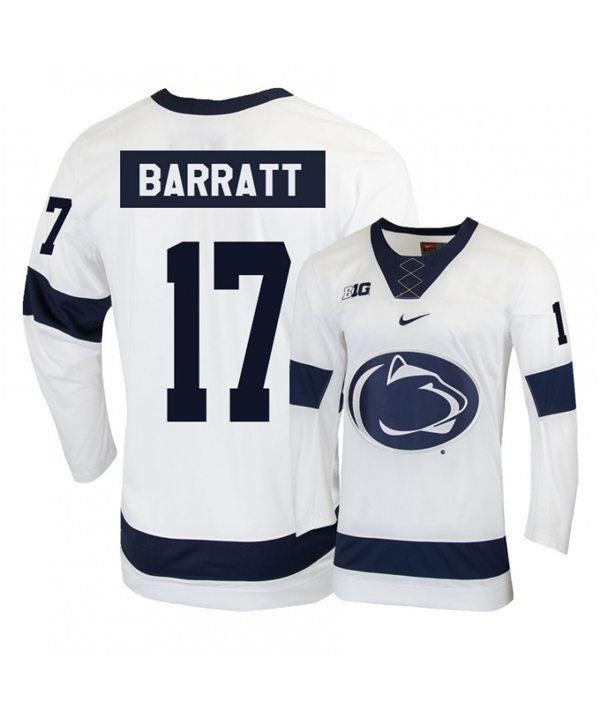 Mens Penn State Nittany Lions #17 Evan Barratt Stitched Nike White Hockey Jersey