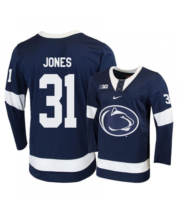 Mens Penn State Nittany Lions #31 Peyton Jones Stitched Nike Navy Hockey Jersey