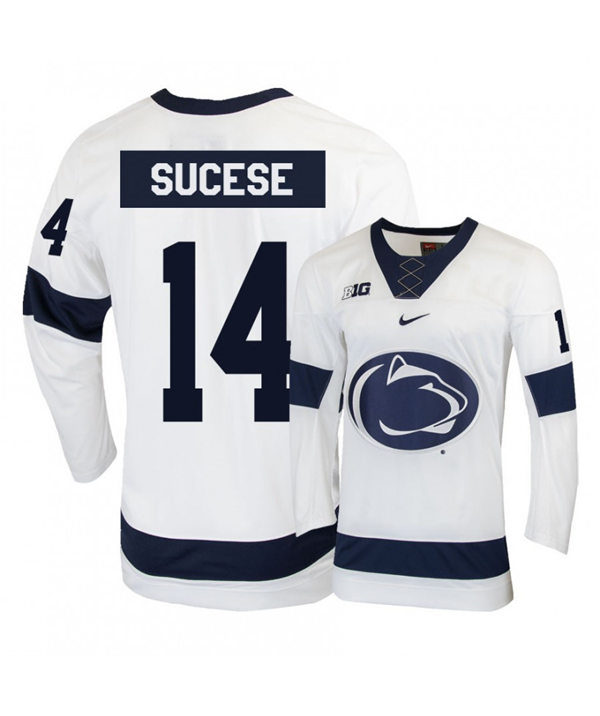 Mens Penn State Nittany Lions #14 Nate Sucese Stitched Nike White College Hockey Jersey