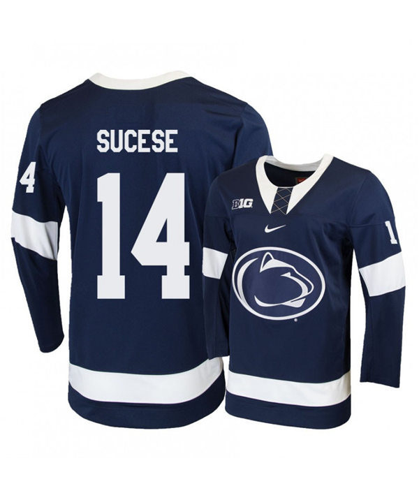 Mens Penn State Nittany Lions #14 Nate Sucese Stitched Nike Navy Hockey Jersey