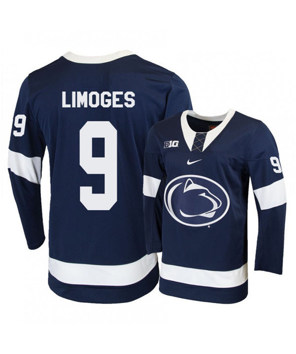 Mens Penn State Nittany Lions #9 Alex Limoges Stitched Nike Navy Hockey Jersey