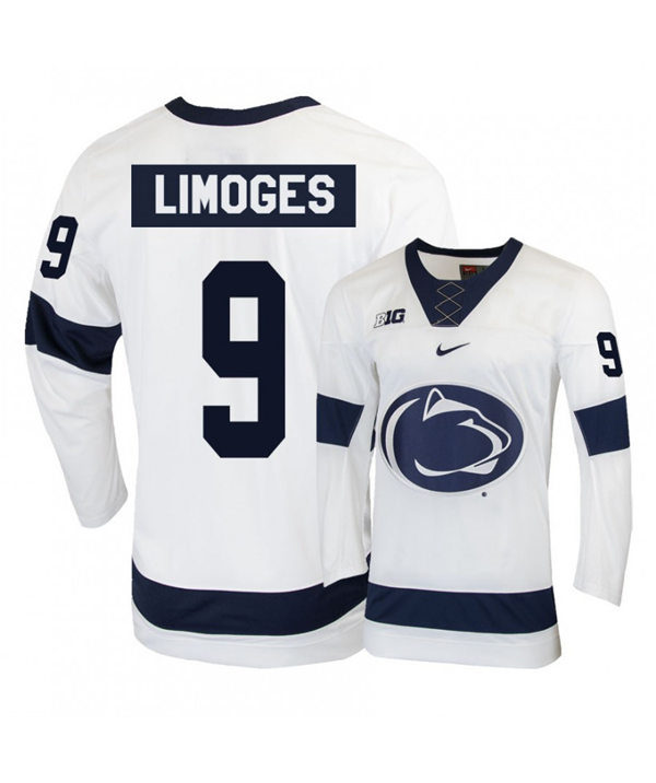Mens Penn State Nittany Lions #9 Alex Limoges Stitched Nike White Hockey Jersey