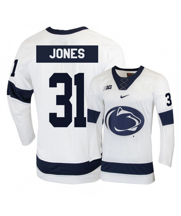Mens Penn State Nittany Lions #31 Peyton Jones Stitched Nike White Hockey Jersey