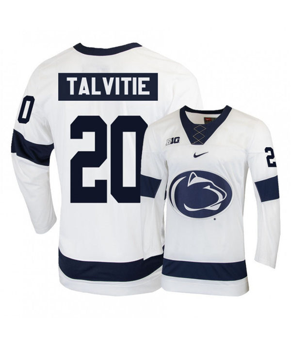 Mens Penn State Nittany Lions #20 Aarne Talvities Stitched Nike White Hockey Jersey