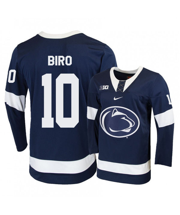 Mens Penn State Nittany Lions #10 Brandon Biro Stitched Nike Navy Hockey Jersey