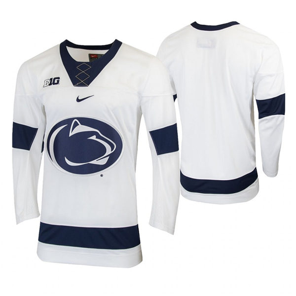 Mens Penn State Nittany Lions Blank Stitched Nike White College Hockey Jersey