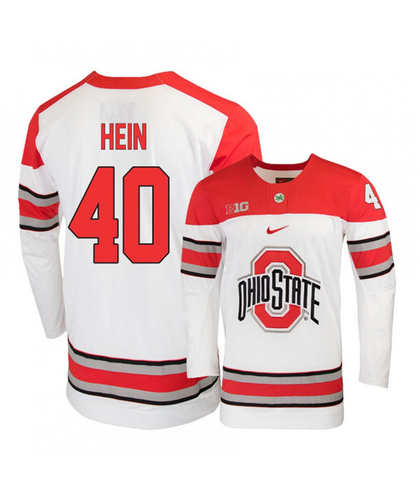 Mens Ohio State Buckeyes #40 Ronnie Hein Stitched Nike White Hockey Jersey
