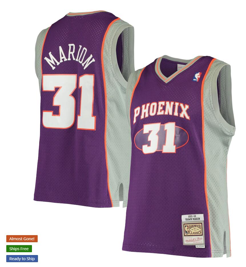 Mens Phoenix Suns #31 Shawn Marion Mitchell & Ness 2005-06 Stitched Hardwood Classics Jersey