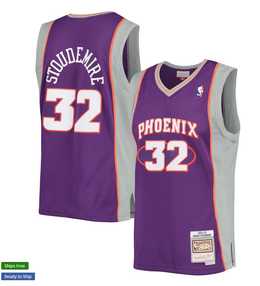 Mens Phoenix Suns #32 Amar'e Stoudemire Mitchell & Ness 2002-2003 Stitched Hardwood Classics Jersey