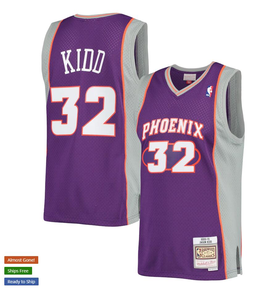 Mens Phoenix Suns #32 Jason Kidd Mitchell & Ness 2000-2001 Stitched Hardwood Classics Jersey