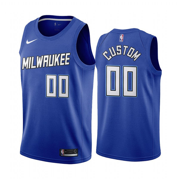 Youth Milwaukee Bucks Custom Blue Stitched Nike Icon Edition Jersey