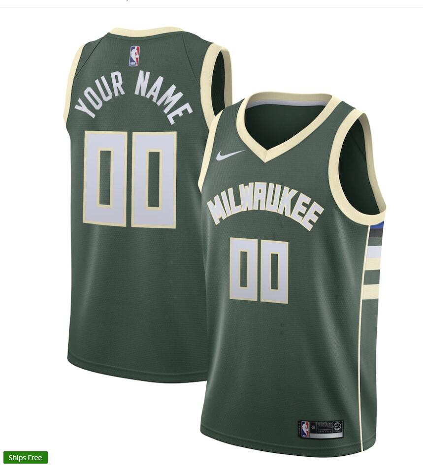 Womens Milwaukee Bucks Custom Hunter Green Nike Icon Edition Jersey