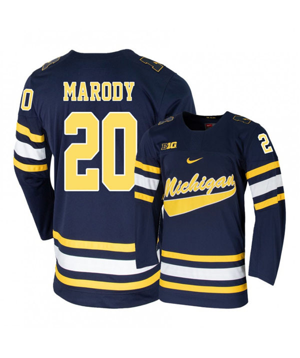 Mens Michigan Wolverines #20 Cooper Marody Stitched Nike Navy Hockey Jersey