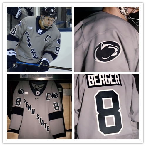 Mens Penn State Nittany Lions Custom Nike Grey Penn State Hockey Jersey