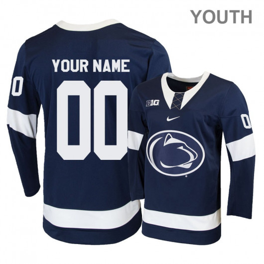 Youth Custom Penn State Nittany Lions Stitched Nike Navy Hockey Jersey