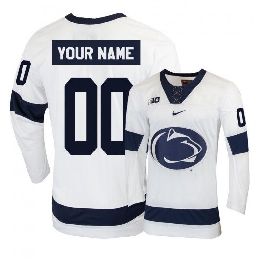 Mens Penn State Nittany Lions Custom Stitched Nike White Hockey Jersey