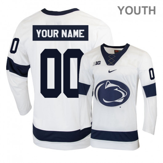 Youth Custom Penn State Nittany Lions Stitched Nike White Hockey Jersey