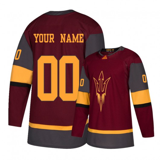 Youth Arizona State Sun Devils Custom Maroon Adidas College Hockey Game Jersey