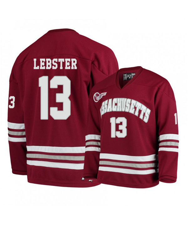 Mens Massachusetts Minutemen #13 Reed Lebster 2016-19 Maroon Adidas College Hockey Jersey