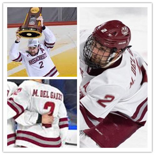 Mens Massachusetts Minutemen #2 Marc Del Gaizo 2021 White Adidas College Hockey Jersey