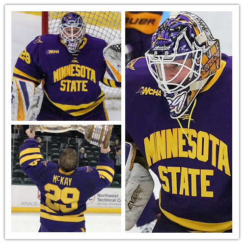 Mens Minnesota State Mavericks #29 Dryden McKay Gemini Purple College Hockey Jersey