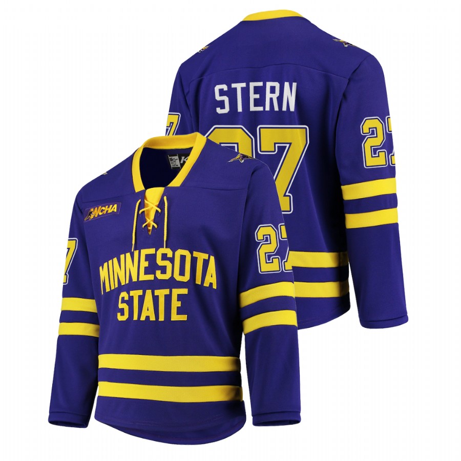 Mens Minnesota State Mavericks #27 Brett Stern Gemini Purple College Hockey Jersey