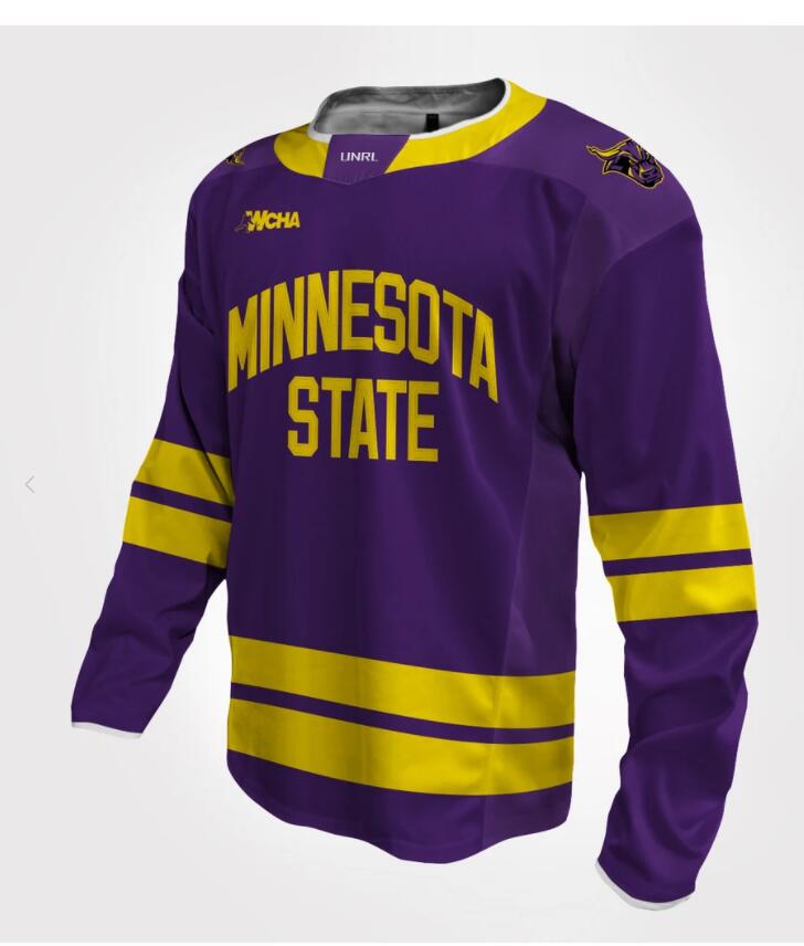 Mens Minnesota State Mavericks Blank Gemini Purple College Hockey Team Jersey