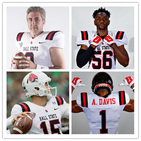 Mens YouthBall State Cardinals Custom Nike White College Football Jersey