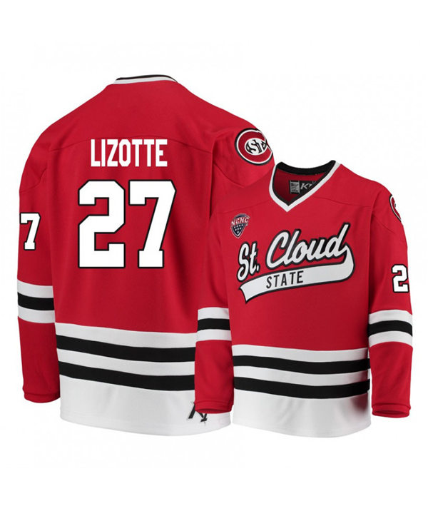 Mens St. Cloud State Huskies #27 Blake Lizotte Stitched CCM Red Hockey Jersey