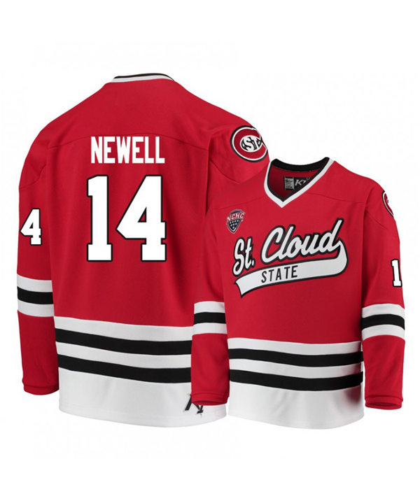 Mens St. Cloud State Huskies #14 Patrick Newell Stitched CCM Red Hockey Jersey