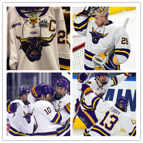 Mens Minnesota State Mavericks Custom Gemini White College Hockey Jersey