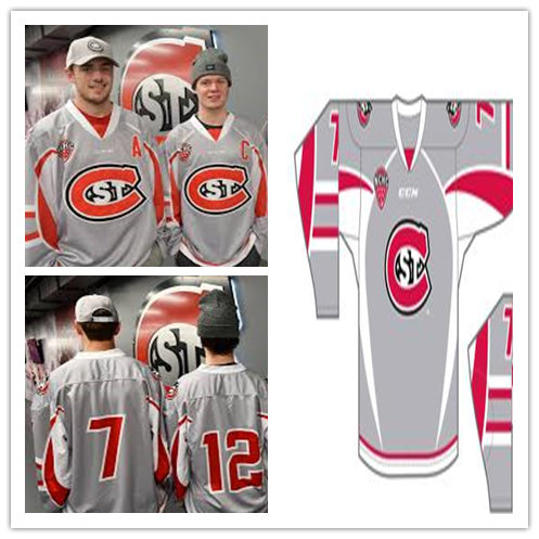 Youth St. Cloud State Huskies Custom 2020 Grey Stitched CCM College Hockey Jersey
