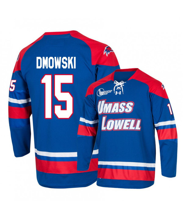 Mens UMass Lowell River Hawks #15 Ryan Dmowski 2020 Royal Away Under Armour College Hockey Jersey