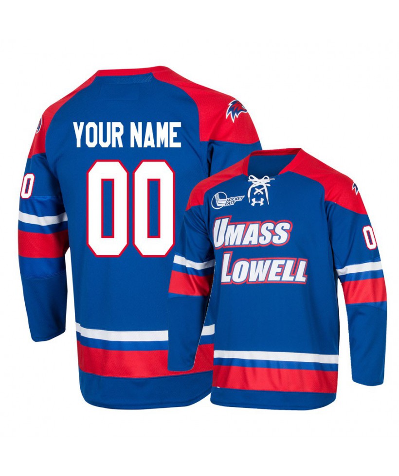 Mens UMass Lowell River Hawks Custom 2020 Royal Away Under Armour College Hockey Jersey