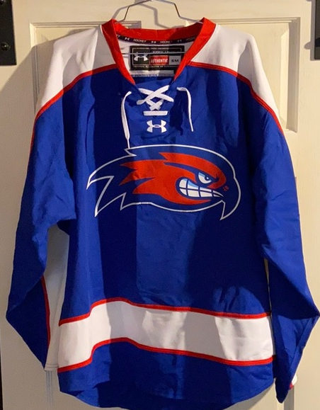 Mens UMass Lowell River Hawks Custom Royal with Team Logo  Under Armour Retro Hockey Jersey