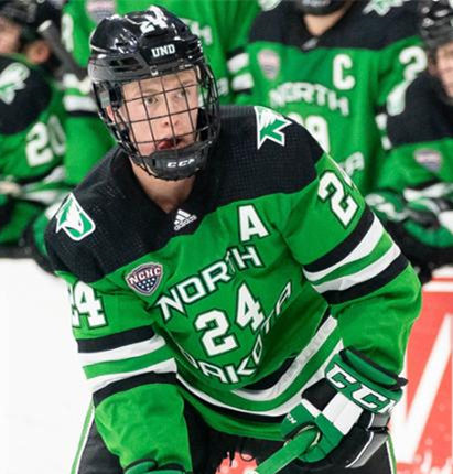 Mens North Dakota Fighting Hawks #24 Jacob Bernard-Docker Green 2020 Adidas College Hockey Game Jersey