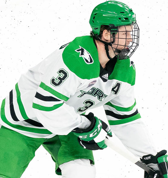 Mens North Dakota Fighting Hawks #3 Matt Kiersted White 2020 Adidas College Hockey Game Jersey