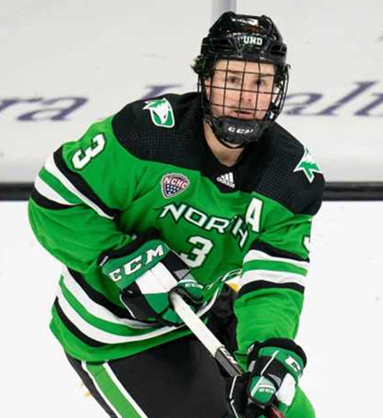 Mens North Dakota Fighting Hawks #3 Matt Kiersted Green 2020 Adidas College Hockey Game Jersey