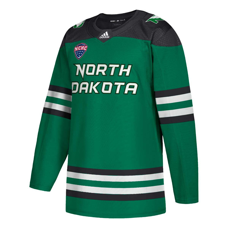 Mens North Dakota Fighting Hawks Blank Green 2020 Adidas College Hockey Team Jersey