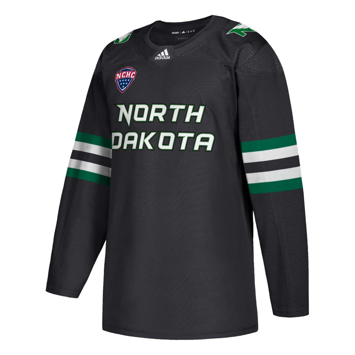 Mens North Dakota Fighting Hawks Blank Black 2020 Adidas College Hockey Team Jersey