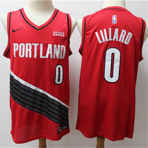 Mens Portland Trail Blazers #0 Lillard Damian Red Stitched Statement Edition Jersey