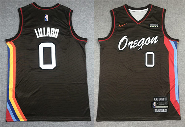 Mens Portland Trail Blazers #0 Lillard Damian  2020-21 Chocolate Oregon Nike NBA City Edition Jersey
