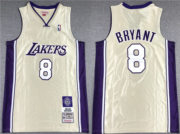 Mens Los Angeles Lakers #8 Kobe Bryant Gold Stitched 2020  Hall of Fame Class Mitchell & Ness Hardwood Classics Jersey