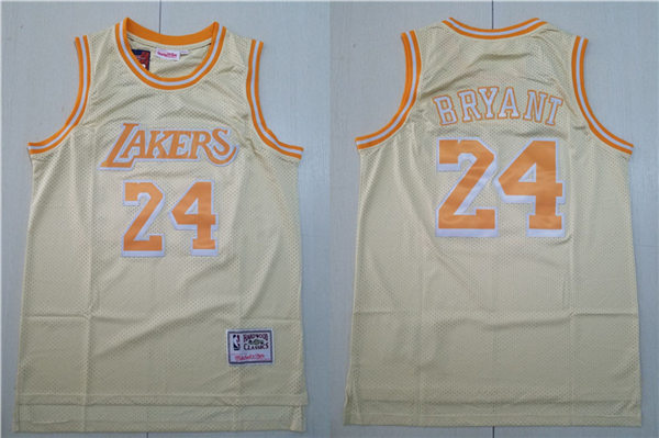 Mens Los Angeles Lakers #24 Kobe Bryant Gold Generation Mitchell & Ness Hardwood Classics Jersey