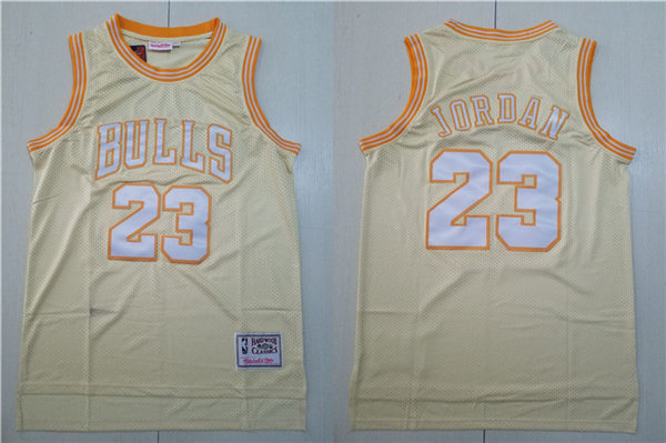 Mens Chicago Bulls #23 Michael Jordan Gold Generation Mitchell & Ness Hardwood Classics Jersey 