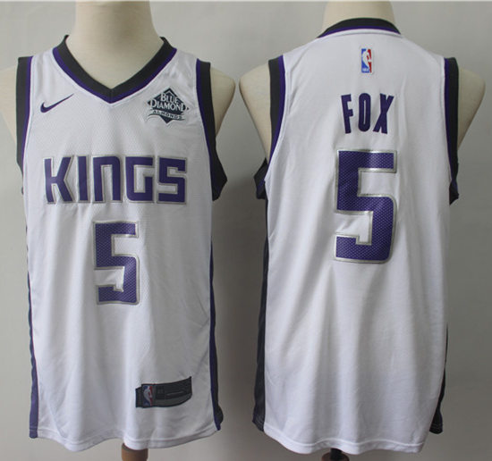 Mens Sacramento Kings #5 De'Aaron Fox Nike White Association Edition Jersey